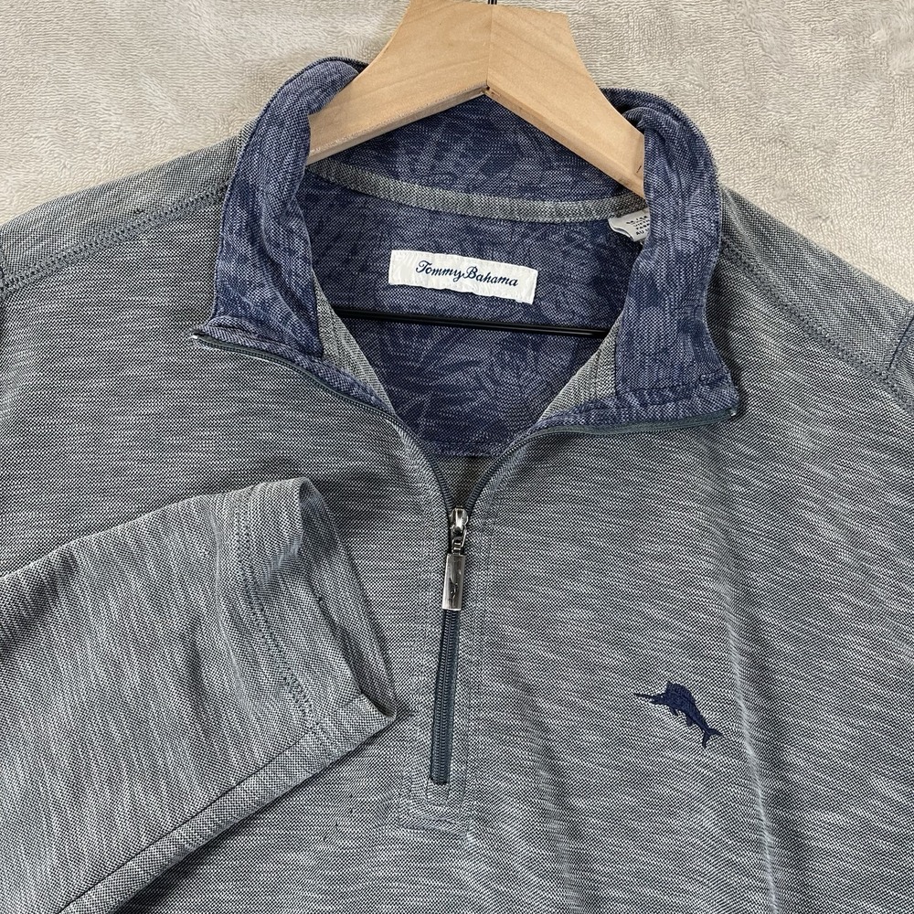 Tommy Bahama Tobago Bay Half Zip Gray Men's Large Long Sleeve Pullover
